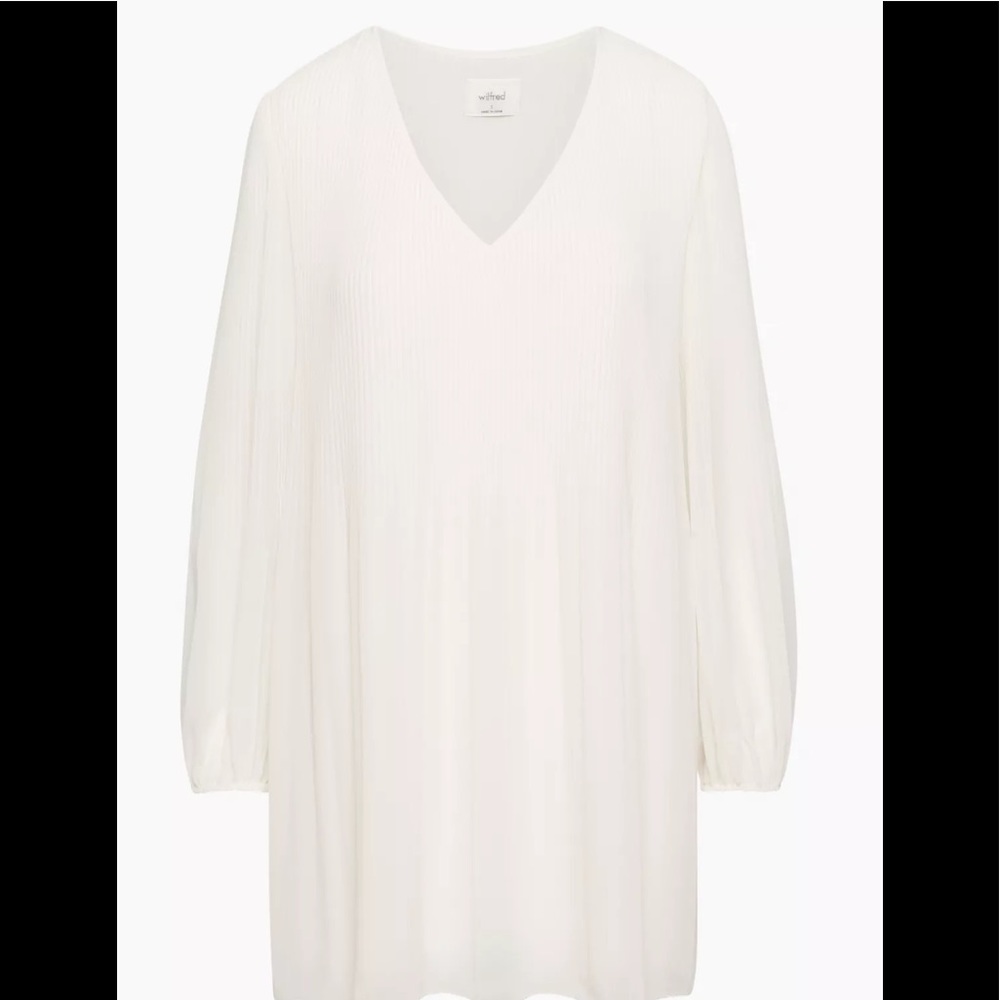 Wilfred Cream V-Neck Long Sleeve Shift Dress